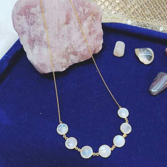 Moonstone Sterling Silver Necklace (Gold-Plated)
