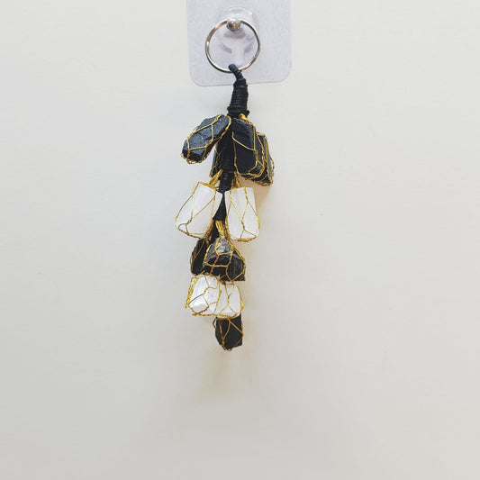 Tourmaline & Selenite Hanging  for Car / Wall – 7 Inches