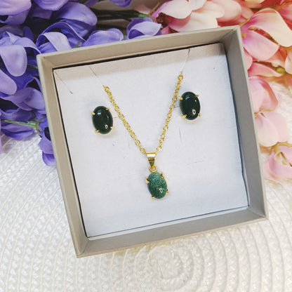 Crystal Pendant Set (Stud and Necklace Set) – Daily Wear Minimal (Amethyst, Carnelian, Amazonite & More)