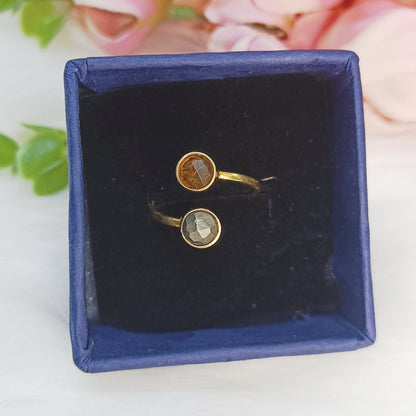 Citrine–Pyrite Toi et Moi Ring (Gold-Plated Sterling Silver) | Theme: Abundance