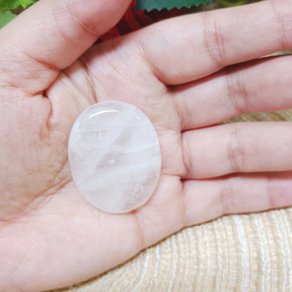 Rose Quartz Coin / Rose Quartz Palm Stone – Natural Crystal