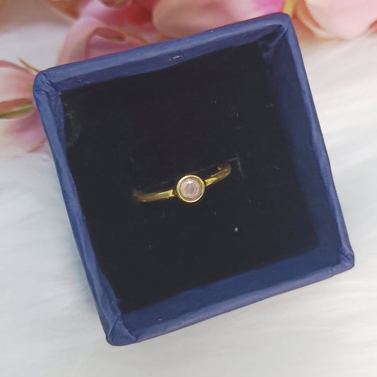 Sterling Silver Rose Quartz Dainty Ring (18K Gold Plated)