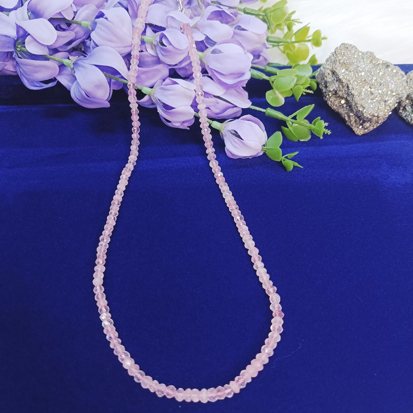 Rose Quartz Necklace | Natural Faceted Beads | Love, Beauty, Calm, Healing