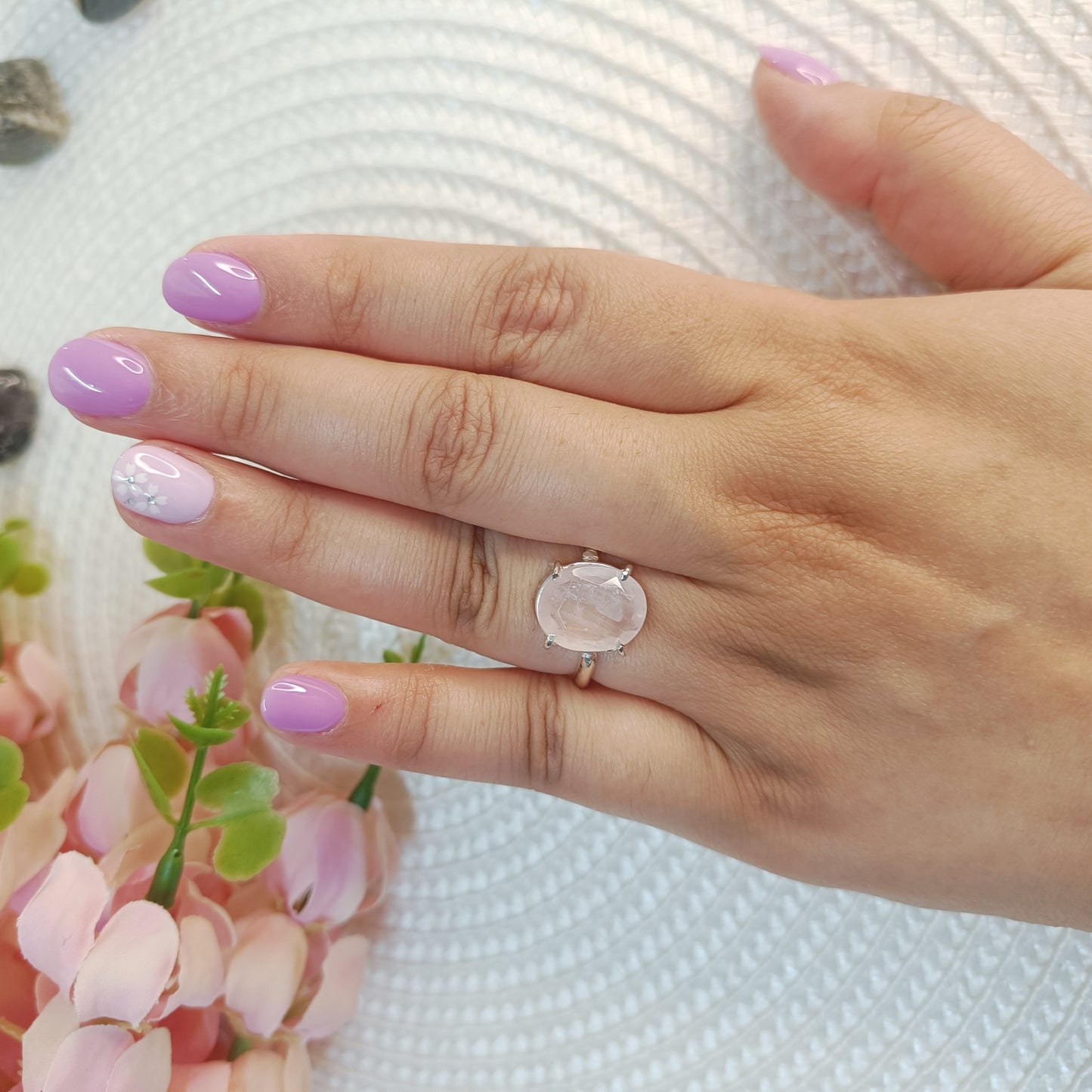 Rose Quartz Adjustable Ring | Calm, Love, Beauty